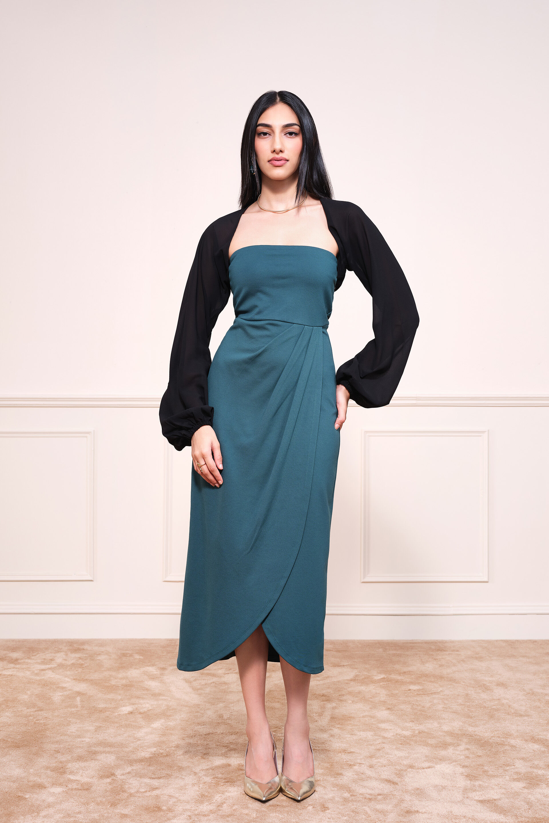 Ingrid Cropped Shrug, Black, image 1